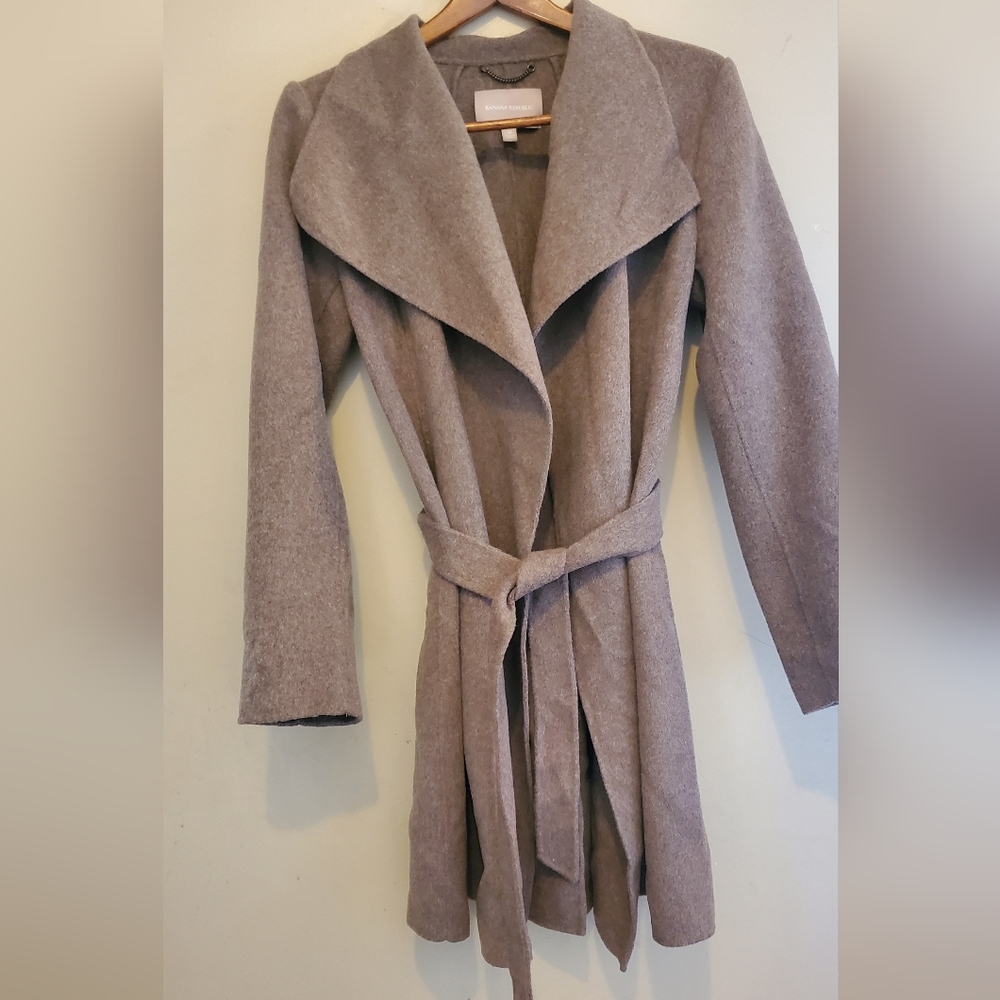 Banana Republic Taupe Pea Coat with Belt